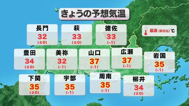 きょう7日(水)の予想気温