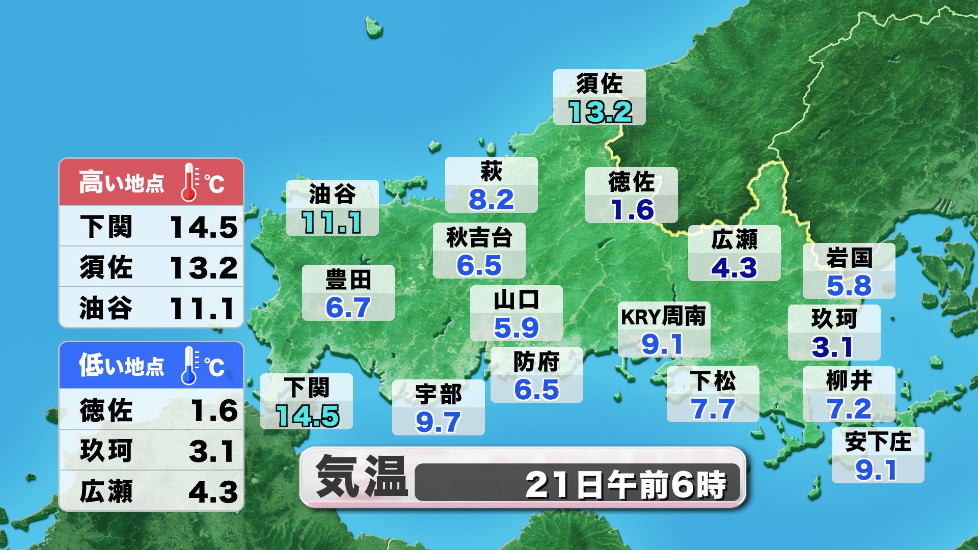 山口天気 朝刊11/21】きょう21日(金)～土曜日～日曜日と絶好の紅葉狩り