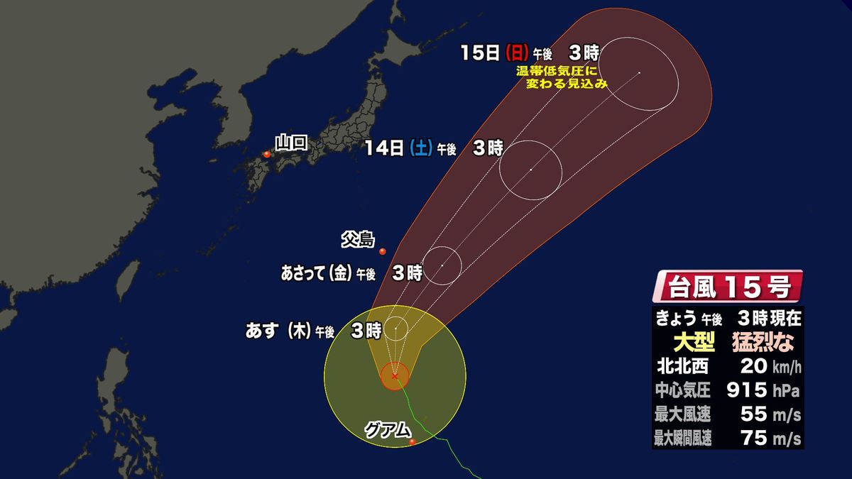 台風15号予想進路