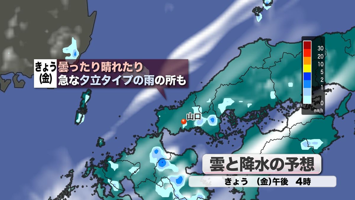 9日(金)の雲と降水の予想