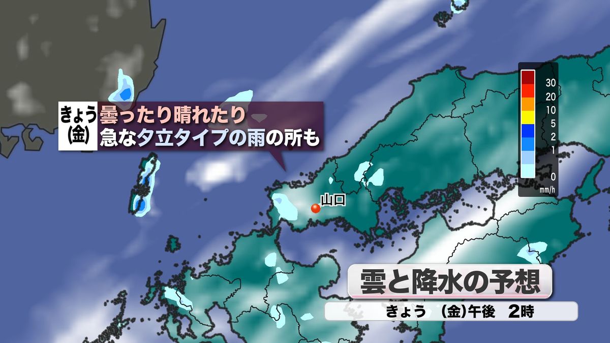 9日(金)の雲と降水の予想