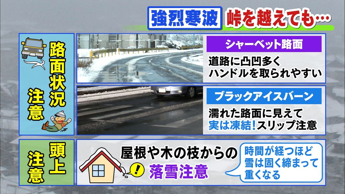 【山口天気 夕刊1/24】強烈寒波は峠越えも凍り付く極寒続く 「シャーベット」「アイスバーン」「雪の塊」注意