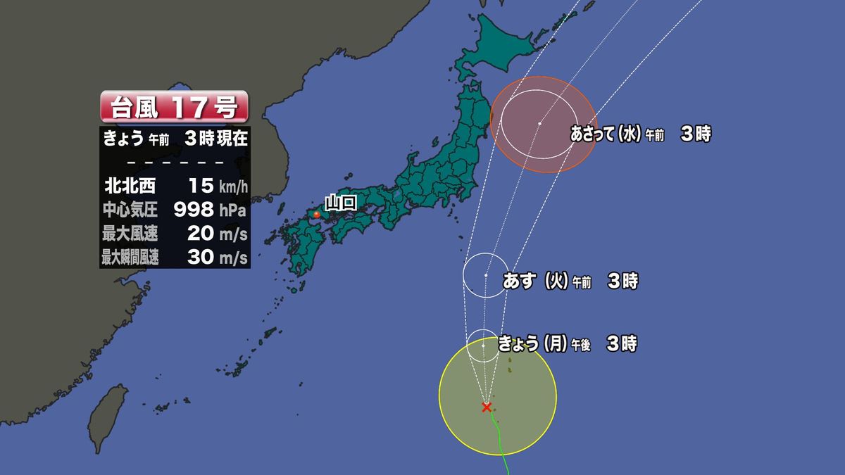 台風17号予想進路