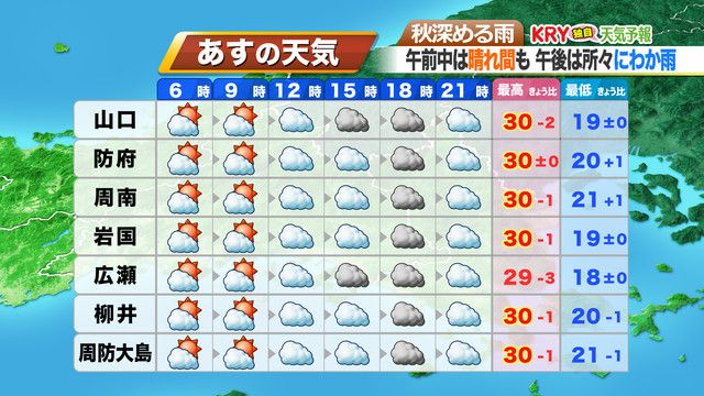 30日（土）の天気予報