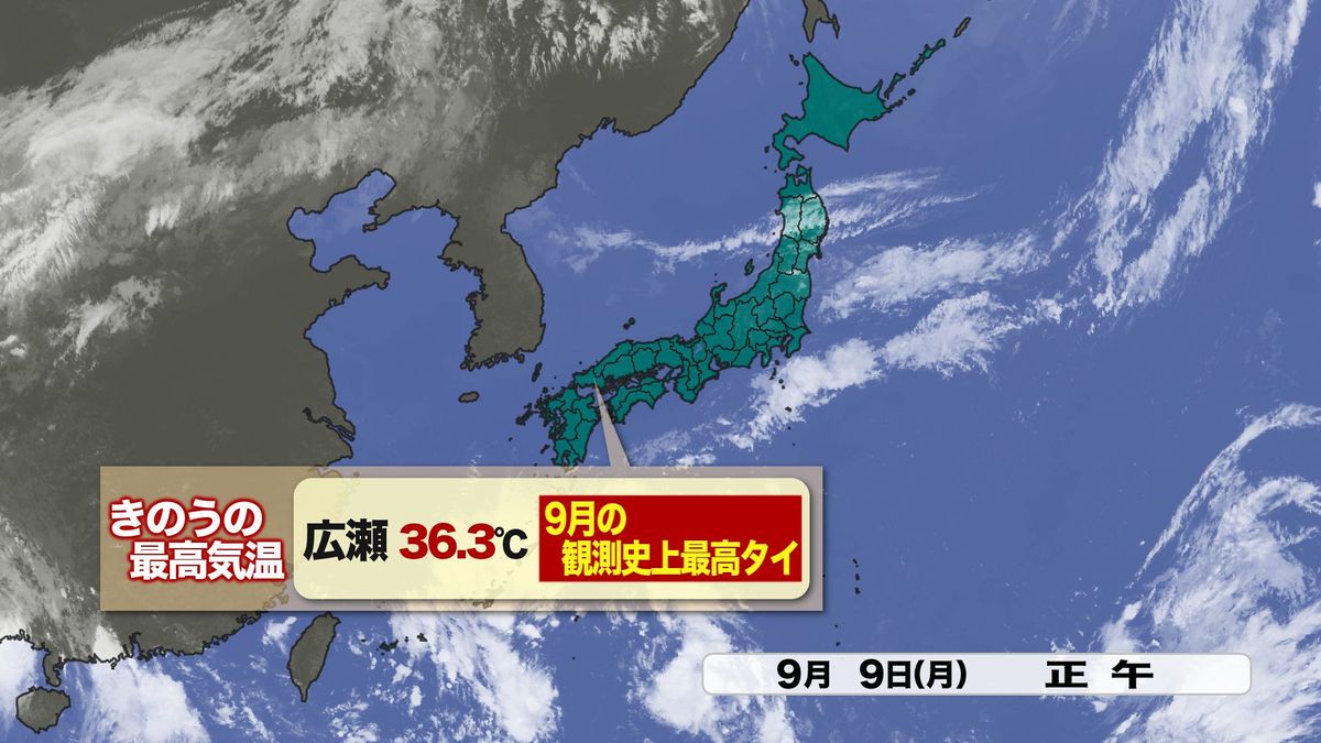 きのう9日(月)広瀬最高気温