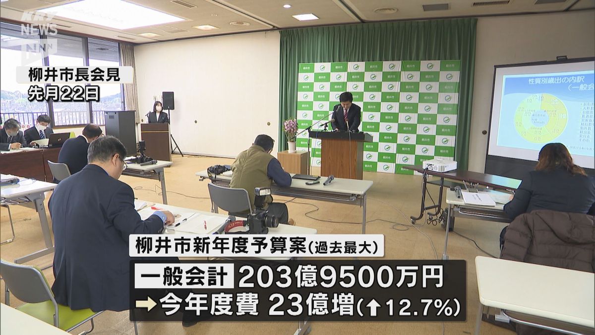 柳井市の新年度予算案は一般会計の総額が203億9500万円で過去最大に