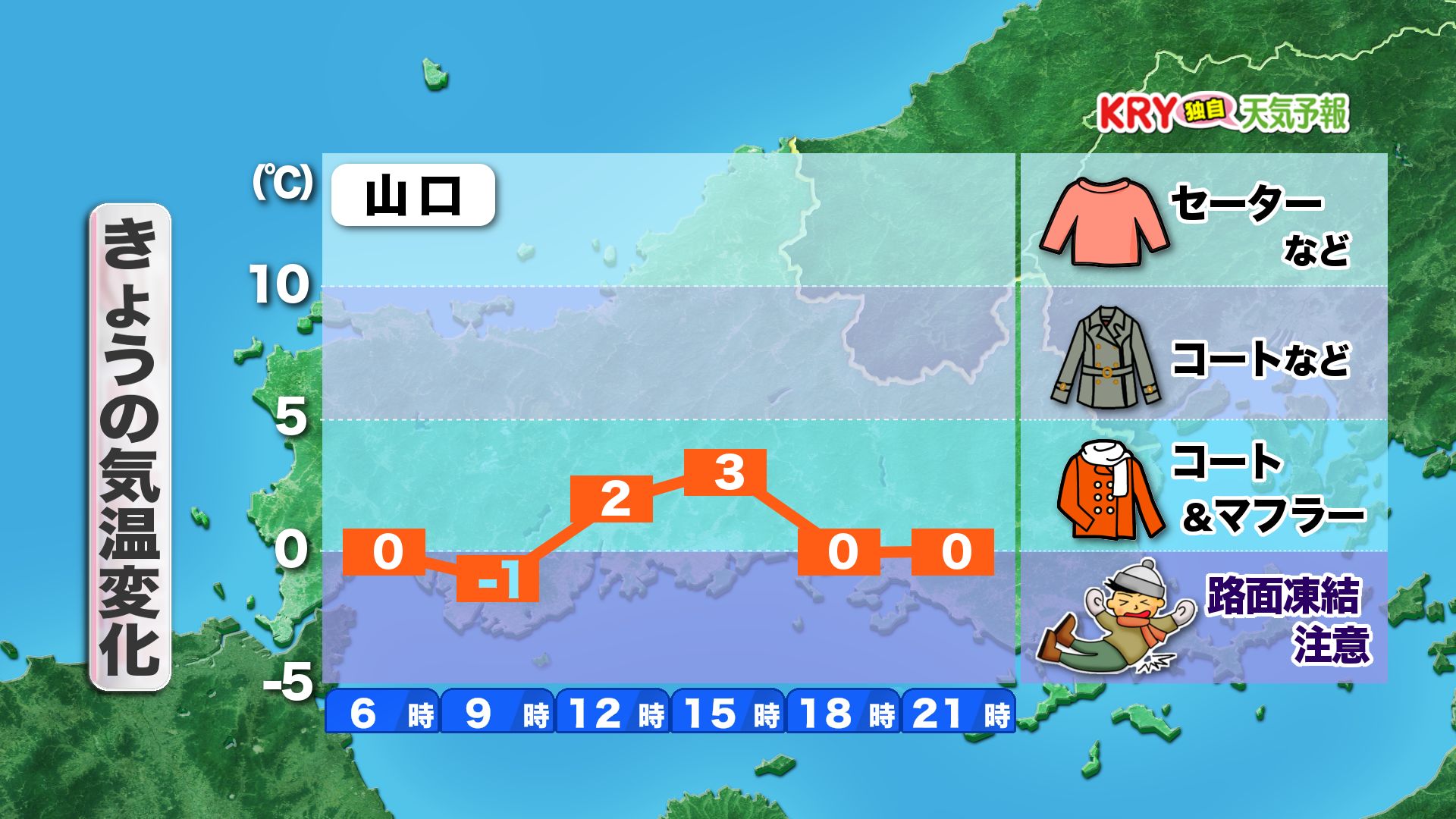 山口天気 朝刊1/22】きょう22日(木)が寒さのピーク!あす23日(金)の夜