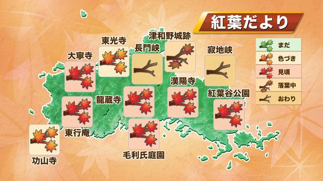 紅葉だより22日(水)時点