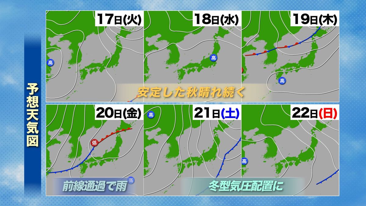 週末にかけての予想天気図