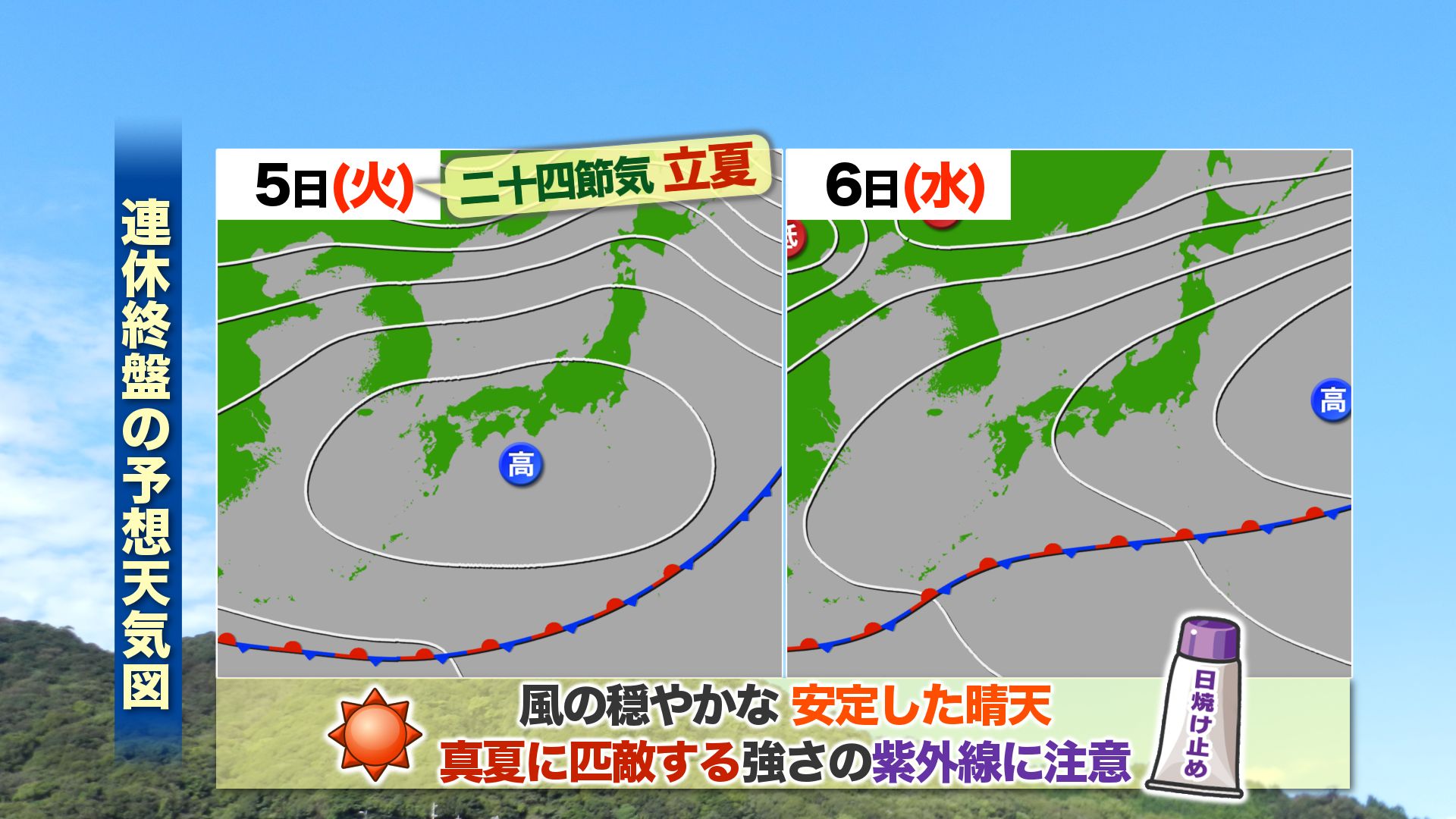 山口天気 夕刊5/4】連休終盤は風の穏やかな晴天に 暦の上では夏