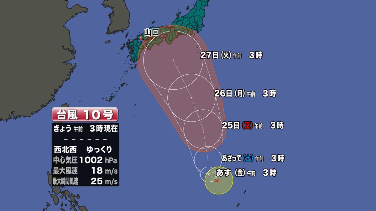 台風10号予想進路