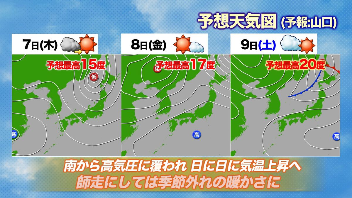 週末にかけての予想天気図