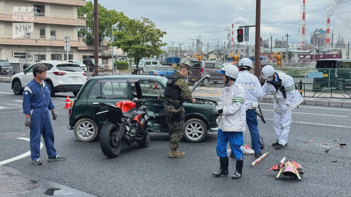 JR岩国駅前でオートバイと軽乗用車の衝突事故 米軍関係者が関与か 重傷者がいる模様