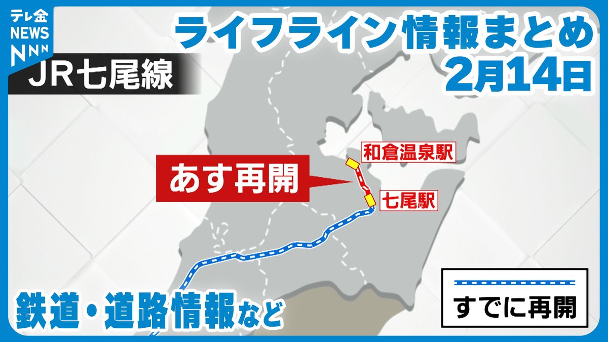 能登の生活支援情報　JR七尾線　あすから七尾～和倉温泉で運転再開へ