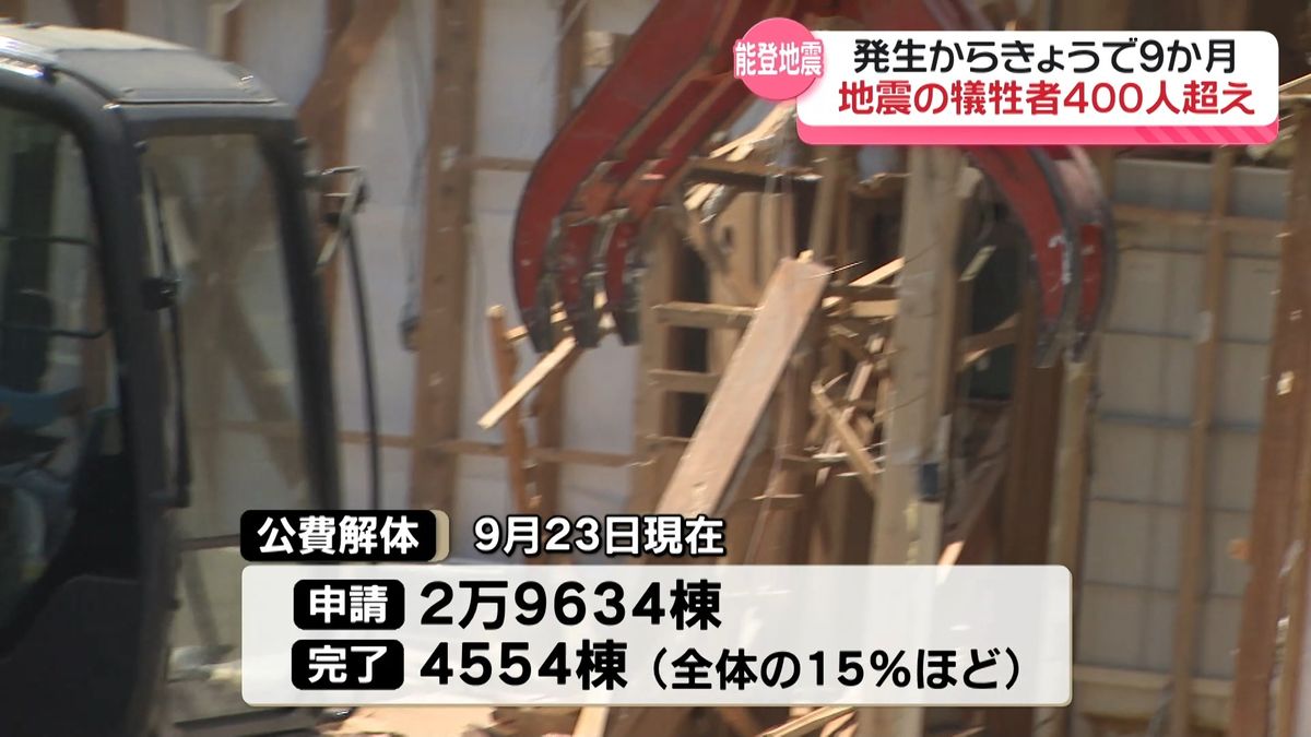 地震から9か月　能登半島地震の犠牲者408人に　被災住宅の公費解体は15％に留まる