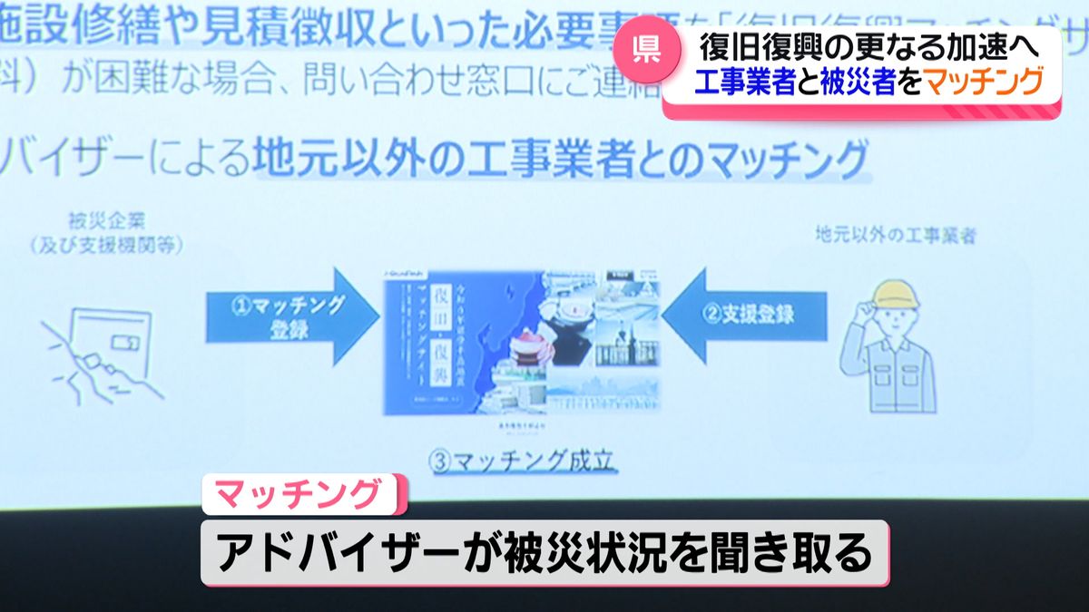 復旧加速か？　工事業者のマッチング事業　県が調整進める