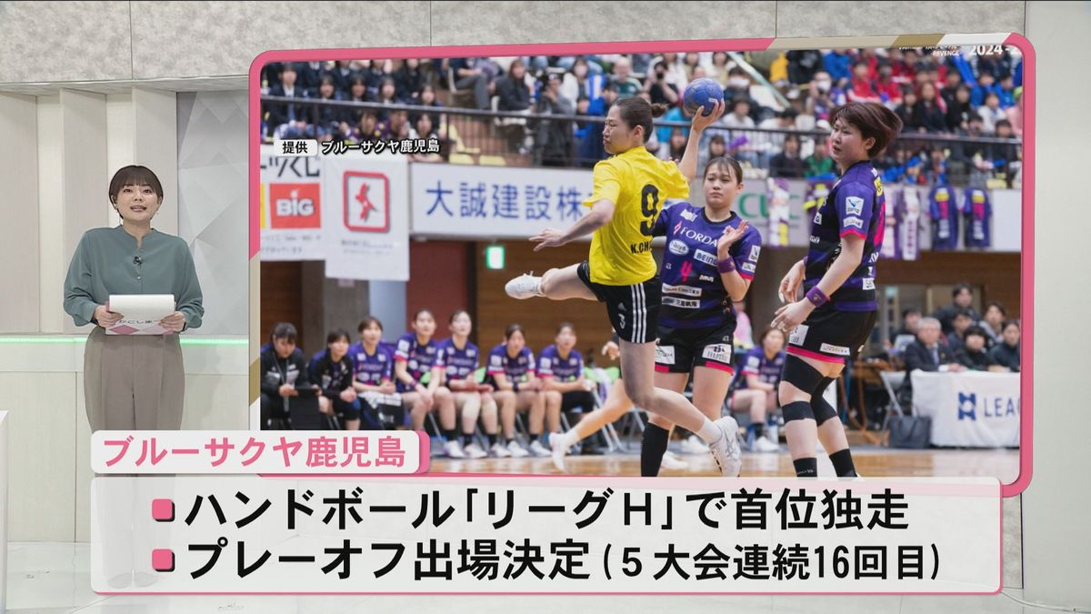 女子ハンドボール「ブルーサクヤ鹿児島」リーグ首位独走でプレーオフに出場決定（5大会連続16回目）