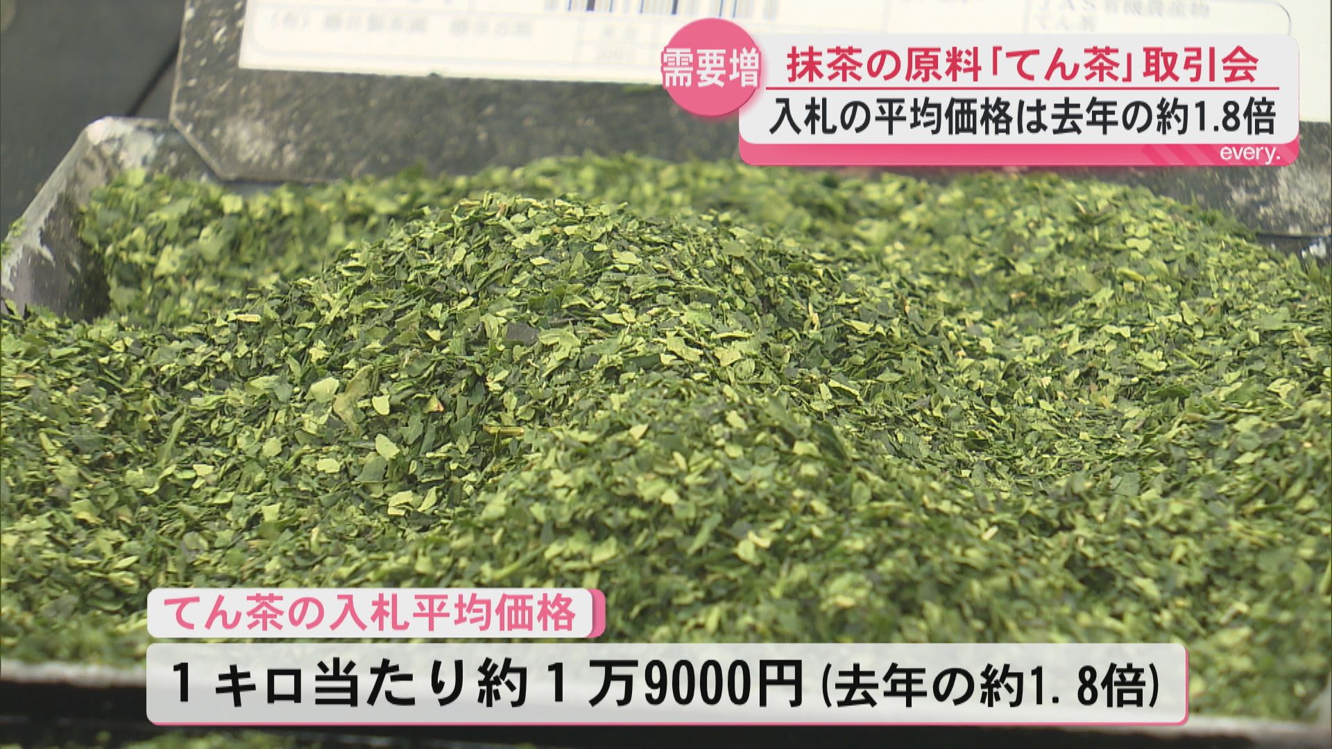 “日本一のお茶処”鹿児島　世界的な抹茶ブームの中「てん茶」の取引会　取引価格は去年の約1.8倍に