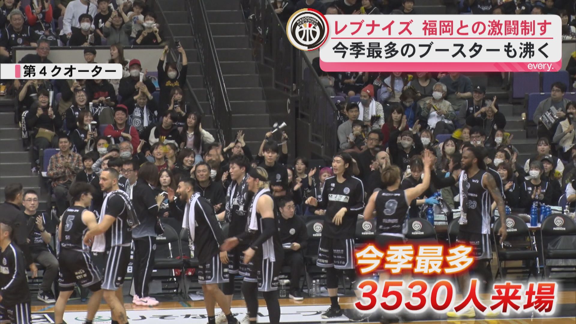 【B2リーグ】鹿児島レブナイズ　福岡との九州ダービーGAME2激闘制す　今季最多のブースターも沸く