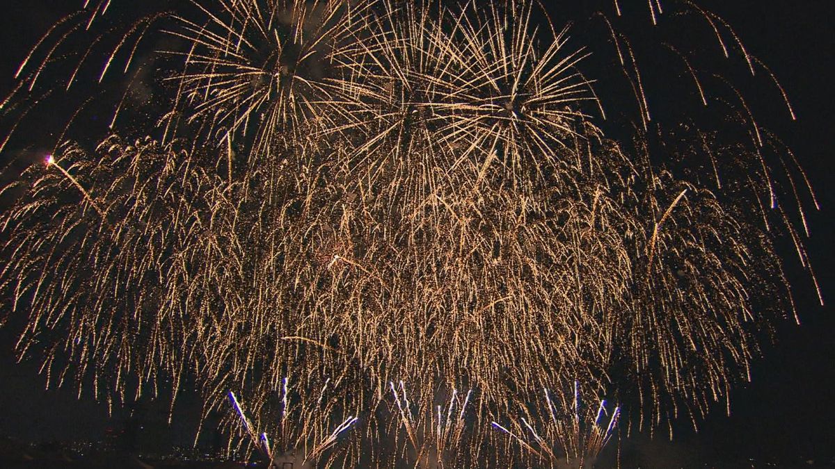 １万３５００発が春の夜空彩る 花火と音楽の融合｢桜島と芸術花火｣