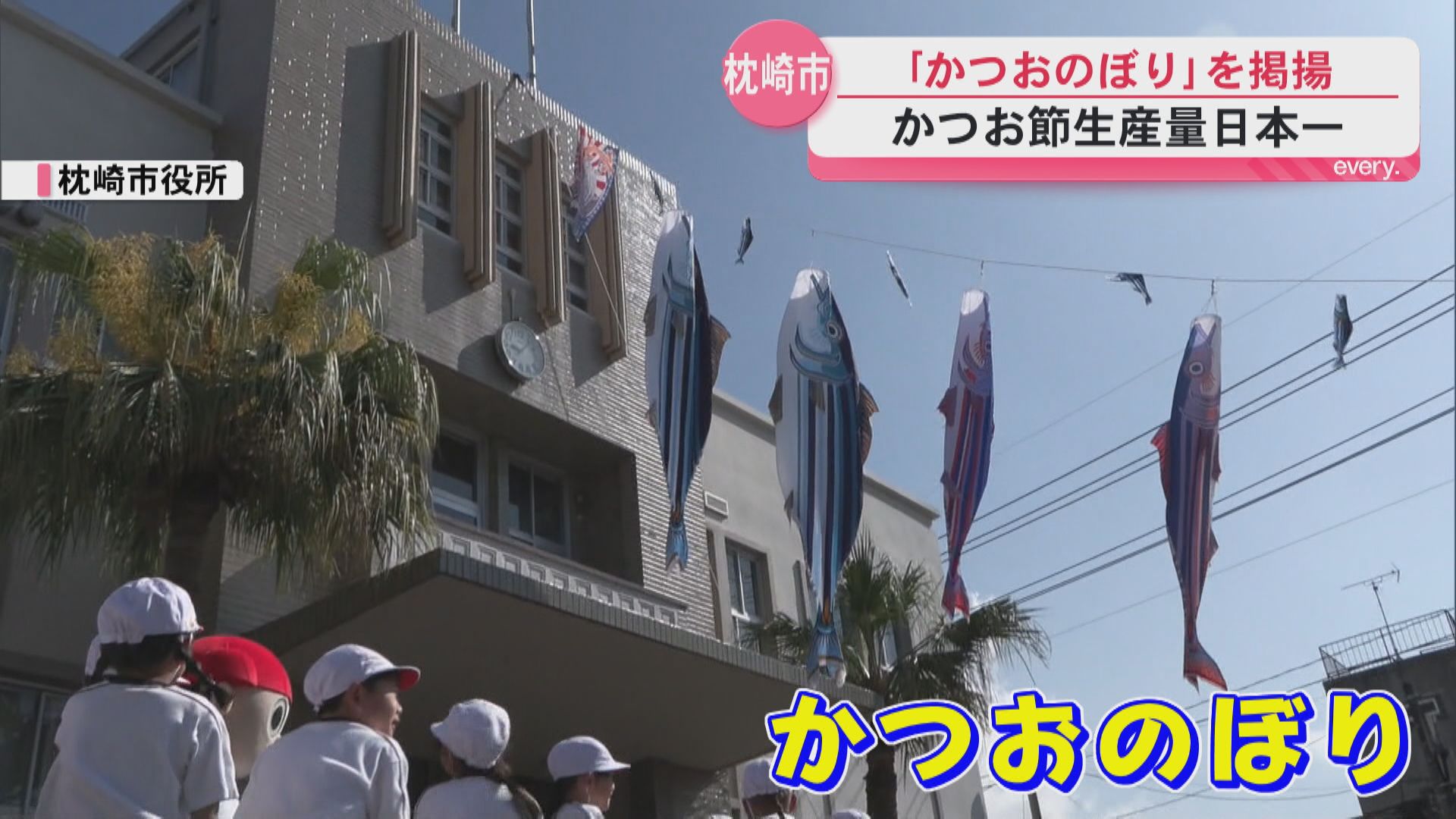 「屋根より高いかつおのぼり～」子供たちの成長を願い空を泳ぐ“　かつお節生産量日本一の枕崎市