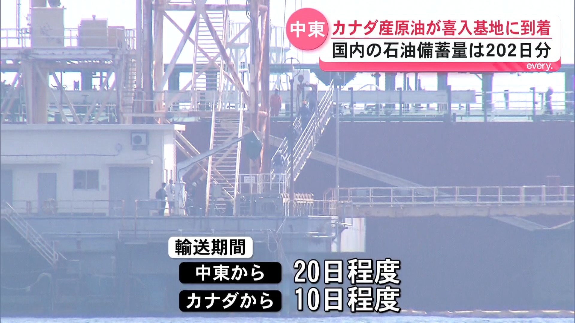 中東情勢悪化後で日本初　ホルムズ海峡を経由しないカナダ産原油タンカーが鹿児島に到着