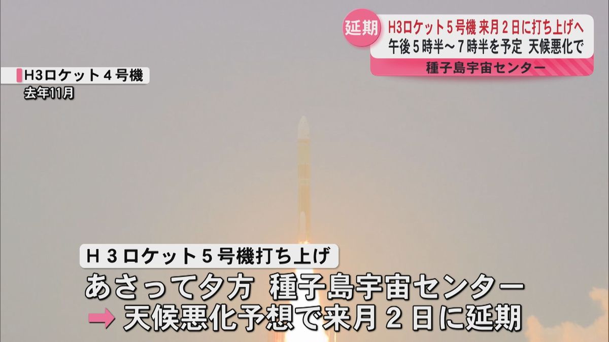 【延期】H3ロケット5号機「天候悪化予想で」2月2日打ち上げ　種子島宇宙センター