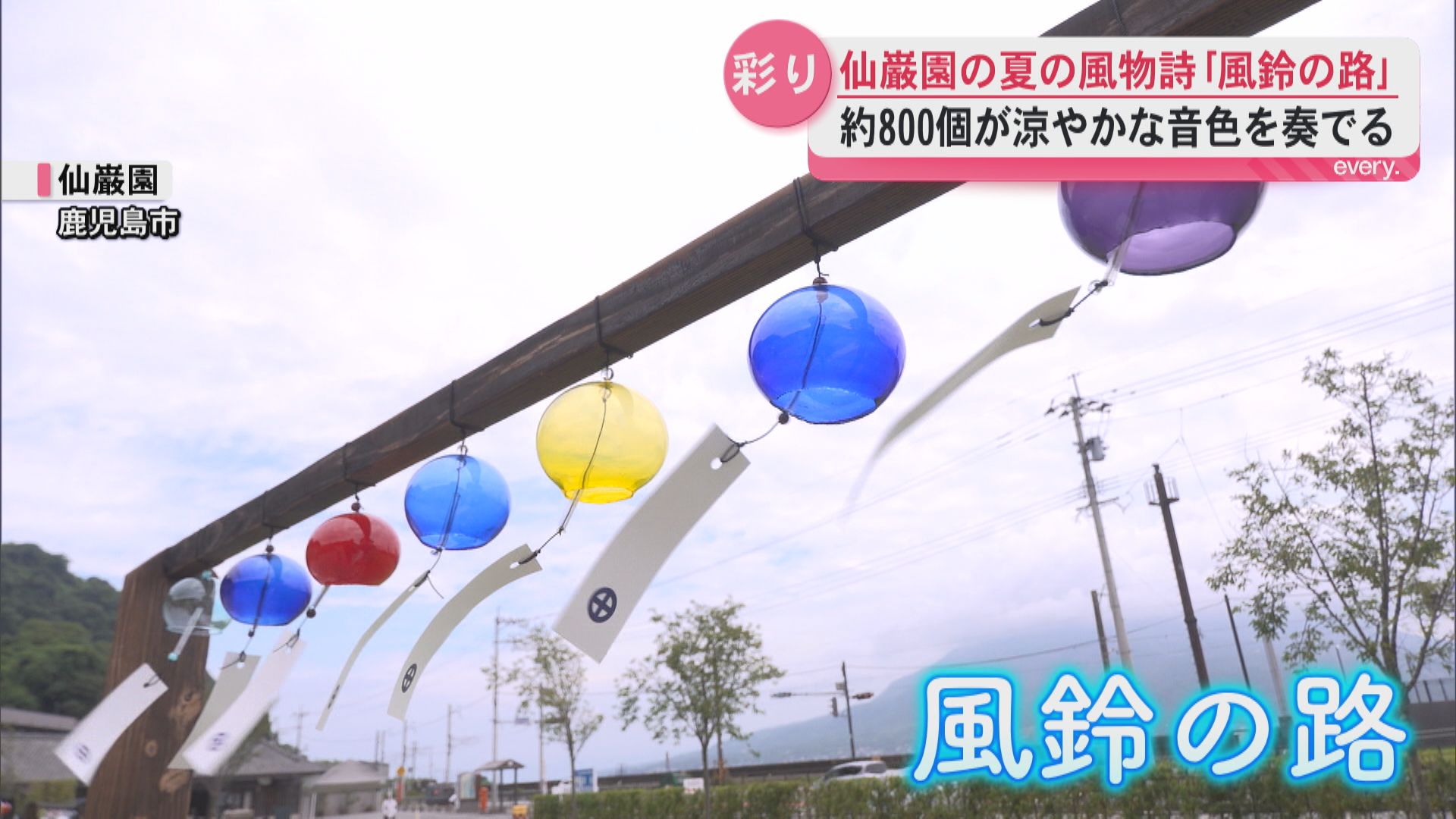 仙巌園で「風鈴の路」が始まる　約800個が園内を彩る　耳がついた猫型のデザインの風鈴も