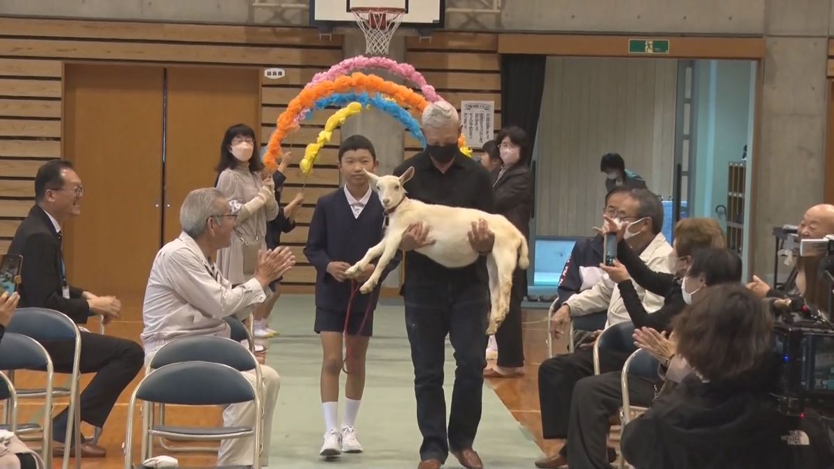 かわいらしいスクール“メェ～”トが仲間に　新入生がいなかった鹿児島県伊佐市の小学校で特別な入学式