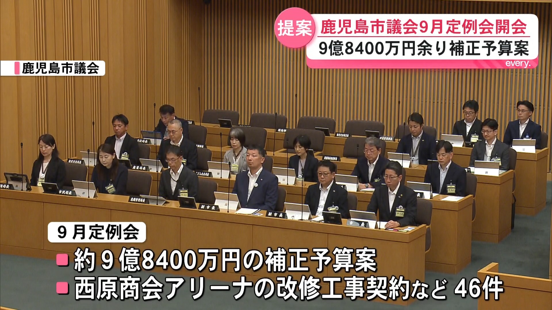 鹿児島市議会 ９月定例会開会 約9億8400万円の補正予算案など一括上程
