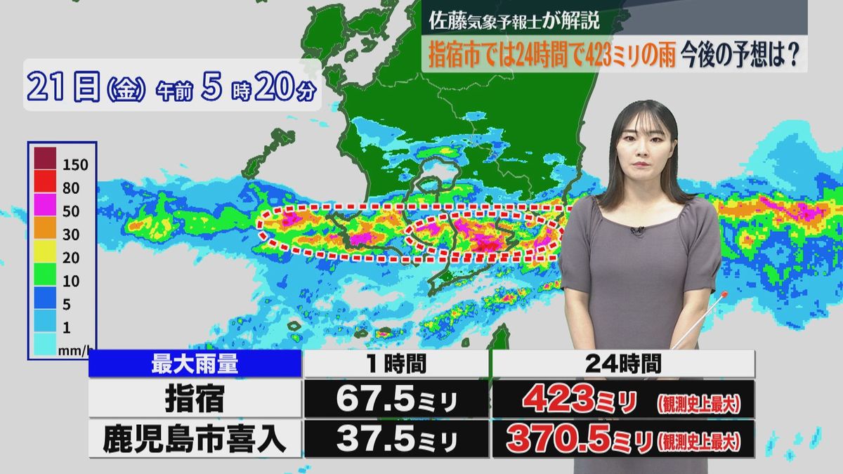 【観測史上最大】指宿市では24時間で423ミリの雨　今後の雨の予想は？佐藤気象予報士の解説