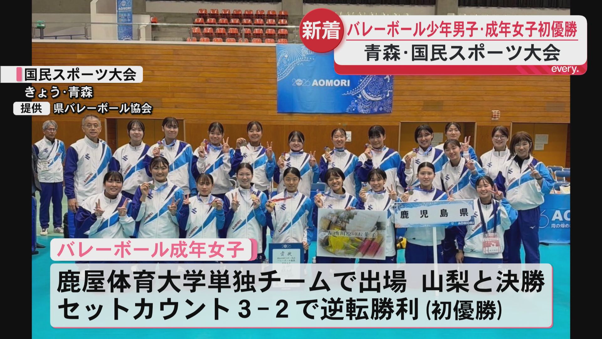 県勢初の快挙　国スポバレーボール少年男子＆成年女子が初優勝