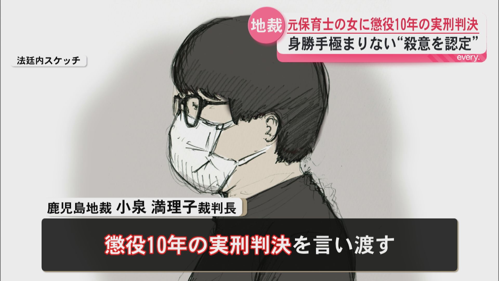 【判決】園児切りつけ事件　元保育士の女(23)に懲役10年実刑判決　鹿児島地裁は“殺意”認定　　