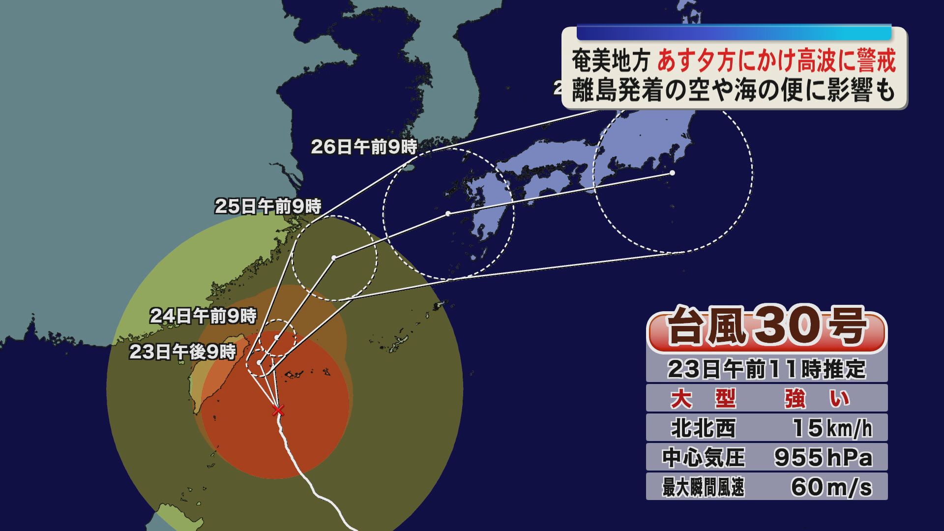 最大瞬間風速60メートル台風30号　県内離島の交通に影響　最新情報の確認を