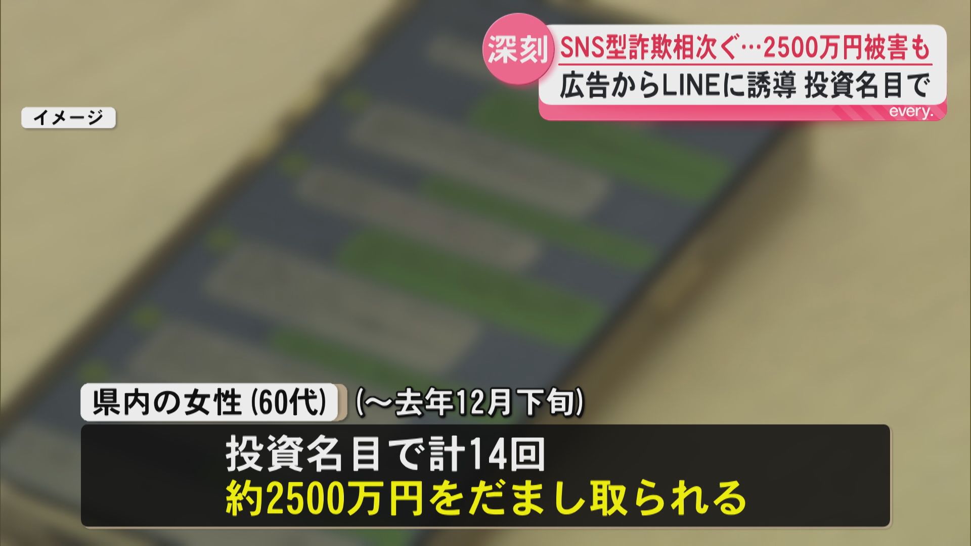 60代女性が約2500万円・50代男性が約1300万円だまし取られる　SNS型投資詐欺相次ぐ