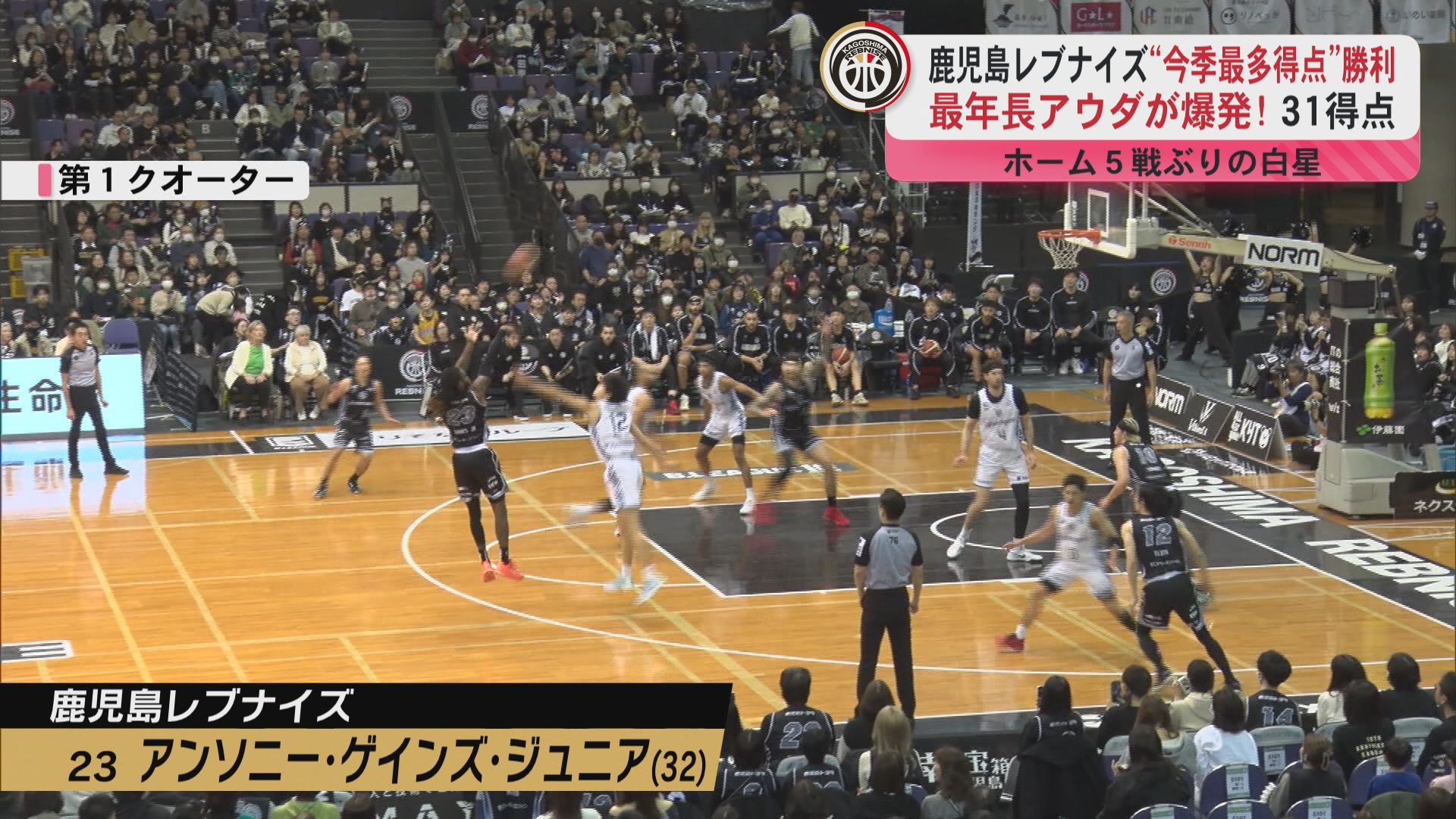 Ｂ２リーグ　鹿児島レブナイズ“今季最多得点”    ホーム５戦ぶり白星