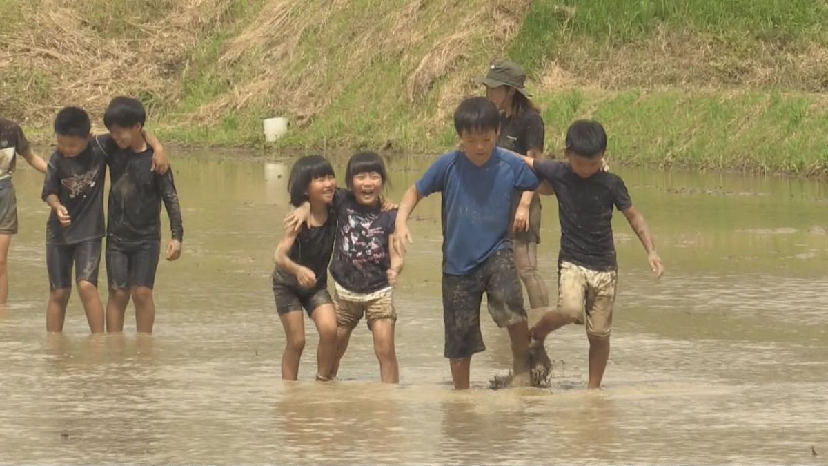 子供から大人まで泥だらけの笑顔　田んぼで｢泥んこ選手権」走る冒険家Ponちゃんが企画