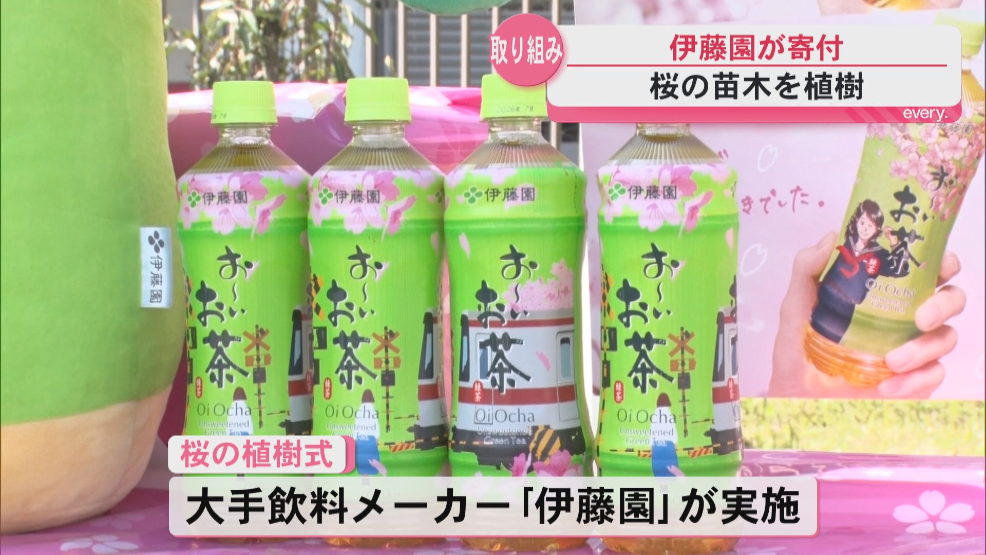 伊藤園が寄付　西原商会アリーナ桜の苗木を植樹