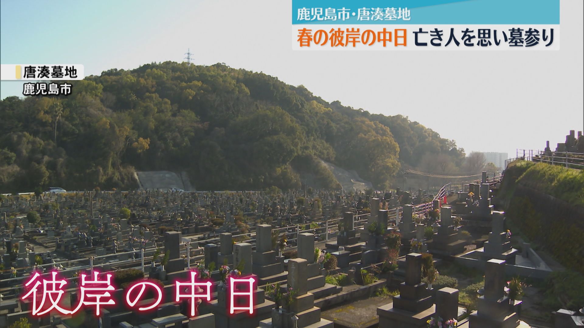 春の彼岸の中日　亡き人思い墓参り　花と線香を供え手を合わせる　