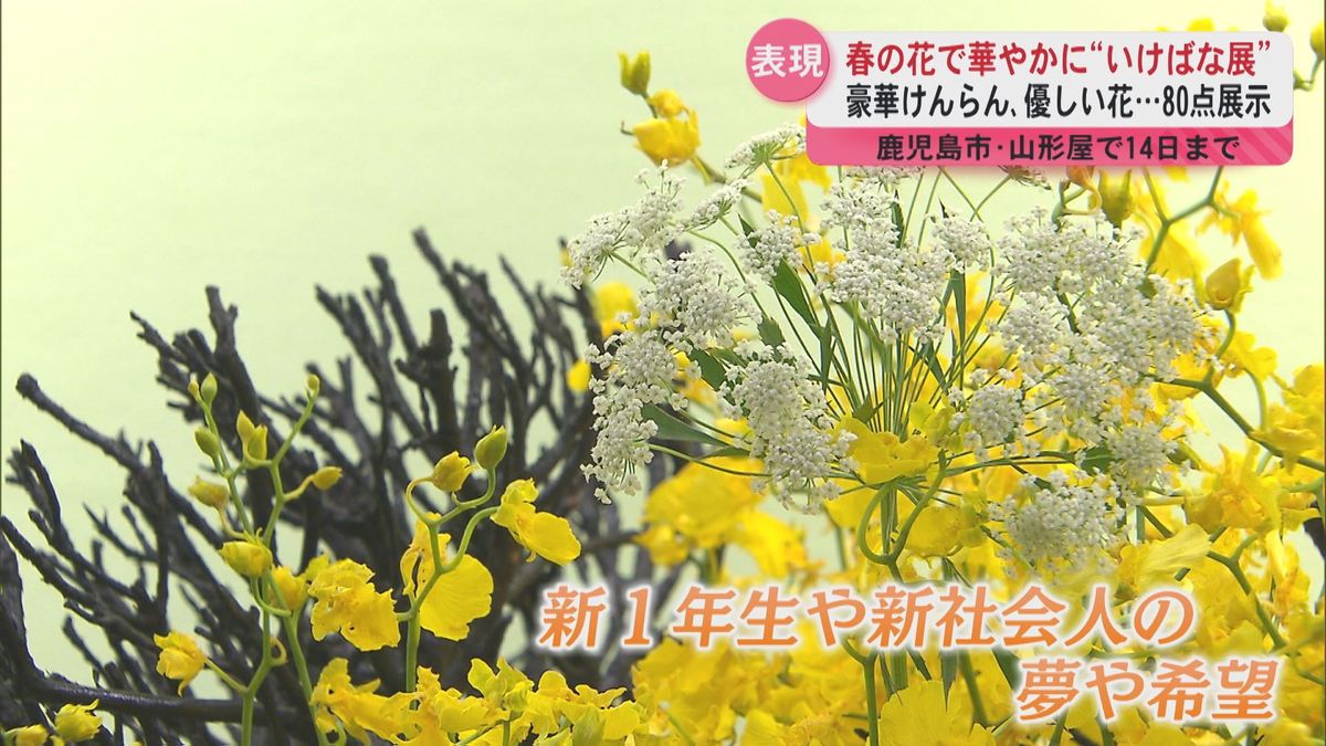 「心に栄養いっぱい」春らしく華やかな作品「春の各流いけばな展」鹿児島市山形屋で開催