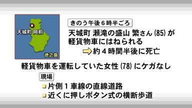 徳之島･天城町の県道 男性(85) 軽貨物車にはねられ死亡 片側1車線の直線道路