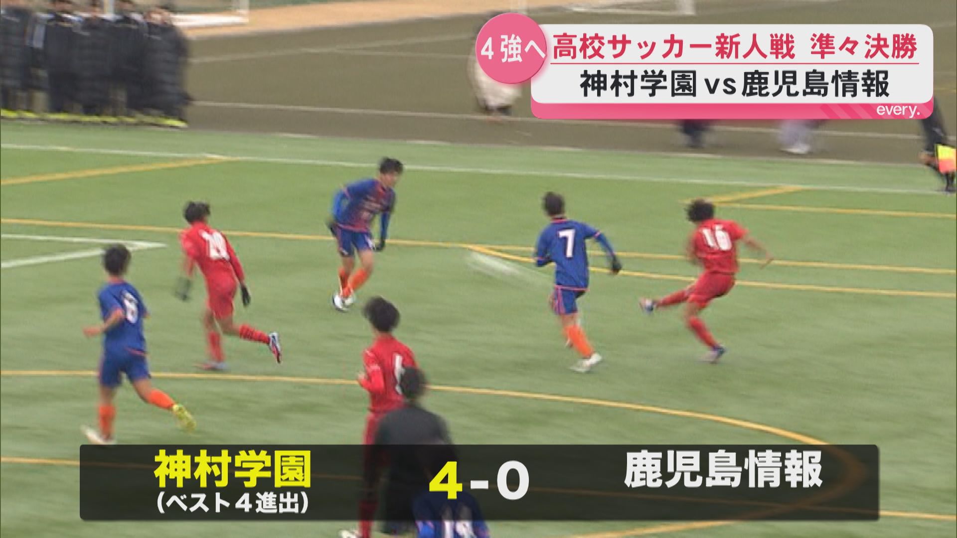 高校サッカー新人戦ベスト４決まる　神村学園VS鹿児島情報　出水中央VS鹿児島実業