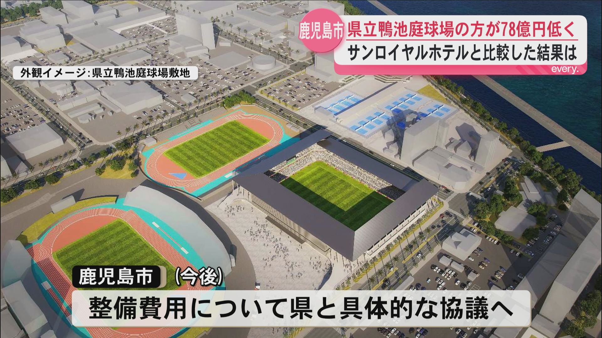 新スタジアム整備費用　県立鴨池庭球場の方が「78億円低く」　2つの候補地調査結果明らかに