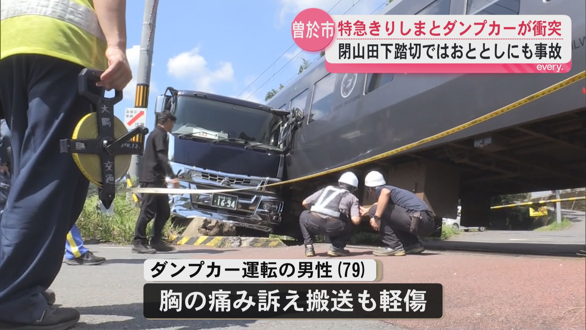踏切で特急列車とダンプカーが衝突　乗客など3人搬送　日豊本線 西都城～国分終日運転取りやめ　曽於市