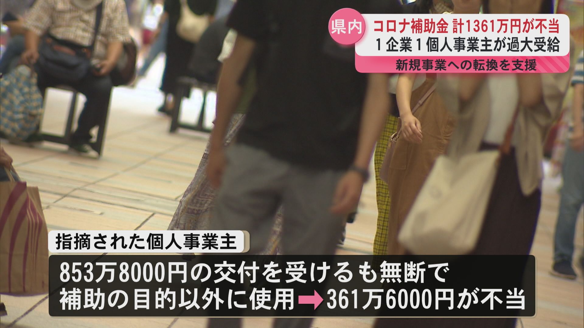県内コロナ補助金計1361万円が不当　1企業1個人事業主が過大受給　新規事業への転換を支援