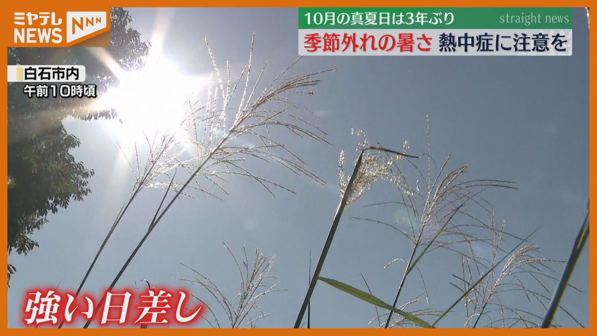 3年ぶり「10月に真夏日」季節外れの暑さで熱中症に注意　丸森で30.2℃仙台で29.3℃　宮城