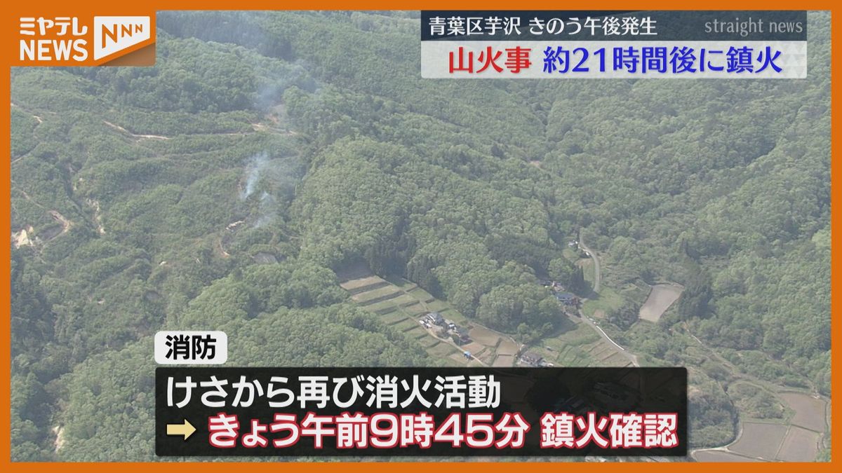 【およそ21時間後に<鎮火>】29日出火した山林火災　少なくとも下草「3000平方メートル」焼ける（仙台市青葉区）