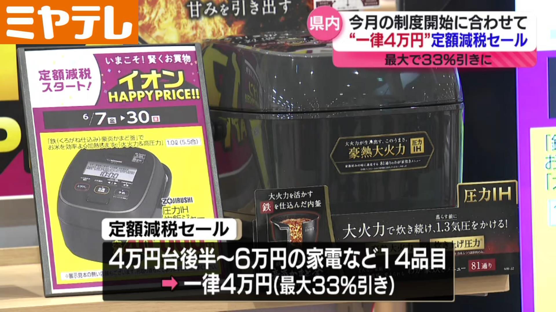 定額減税に合わせて「４万円セール」家電や家具など14品目 最大33%↓も｜ミヤテレNEWS NNN