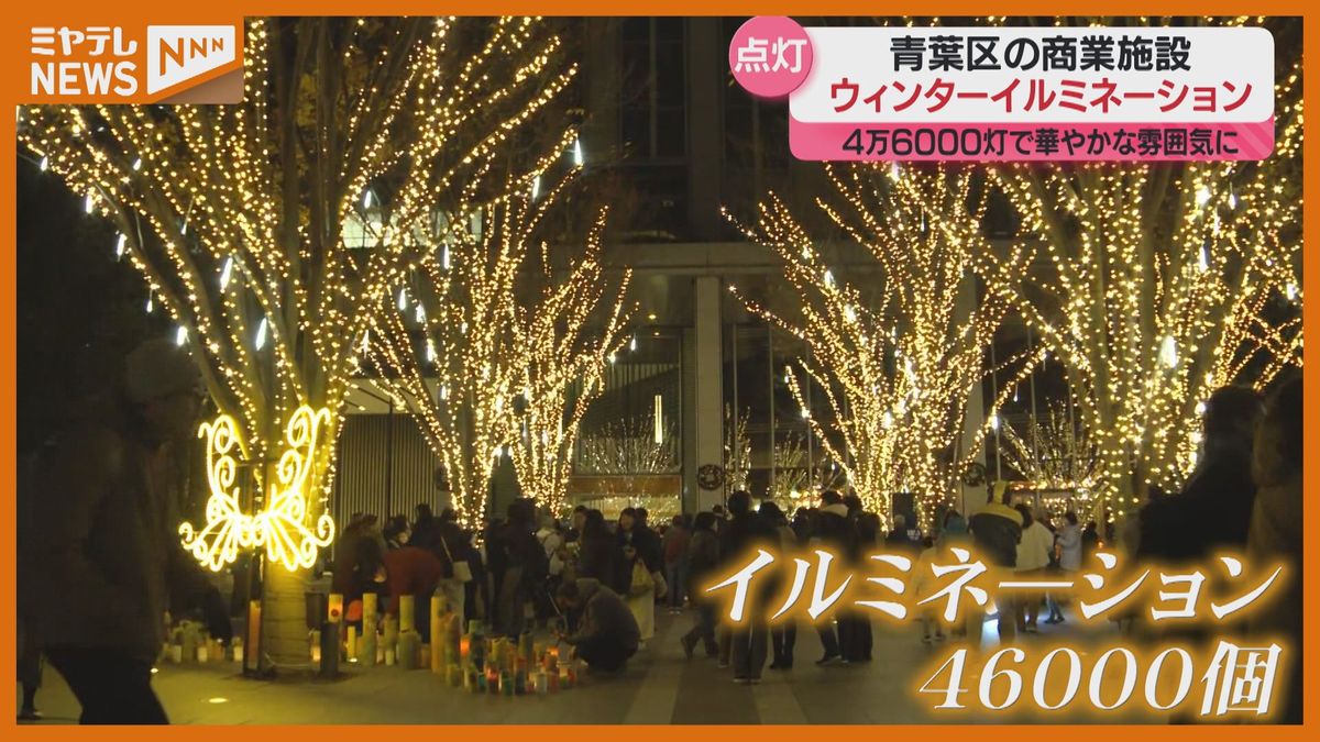 新たなフォトスポットも！仙台トラストシティで約4万6000個イルミネーション点灯「とてもきれいです」〈午後5時から〉