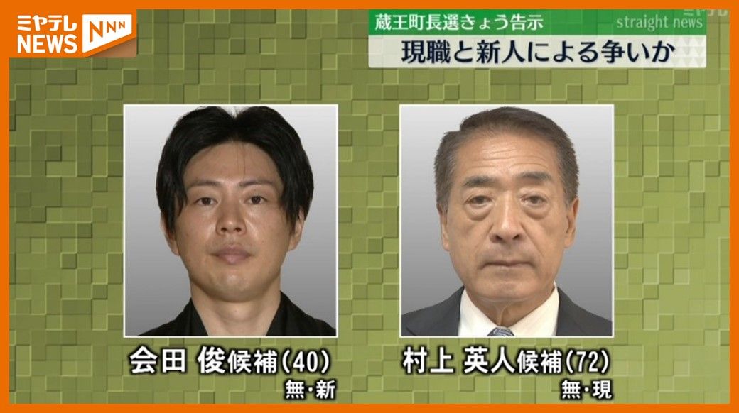 ＜告示＞蔵王町長選挙　”現職と新人の2人”立候補届け出（宮城）　